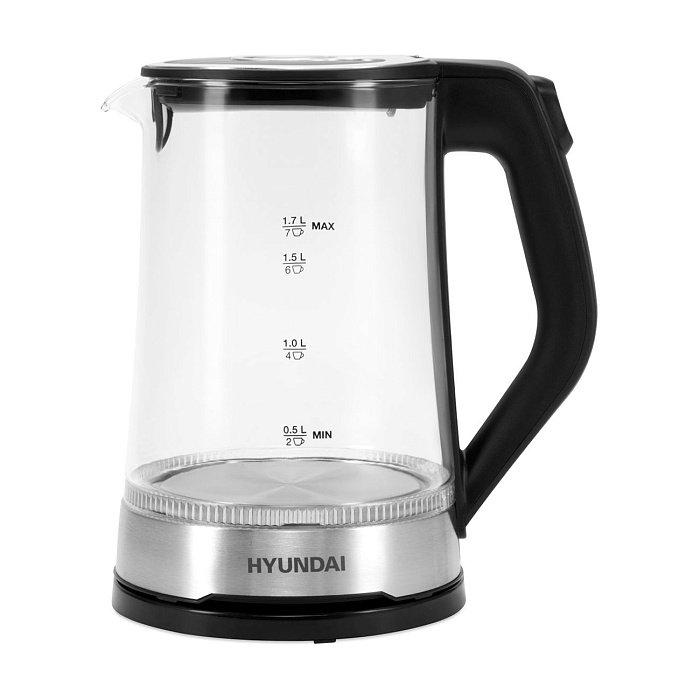Чайник электрический Hyundai HYK-G3401 1.7 л 2200 Вт (Black/Silver) купить в интернет-магазине icover