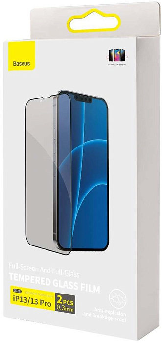 Защитное стекло Baseus 0.3mm Full-screen and Full-glass Anti-spy Tempered Glass Film (SGQP010701) для iPhone 13/13Pro (Black) купить в интернет-магазине icover