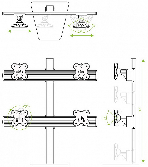 Кронштейн ErgoFount RSST-8040/4 для 4 мониторов 24" (Steel) купить в интернет-магазине icover