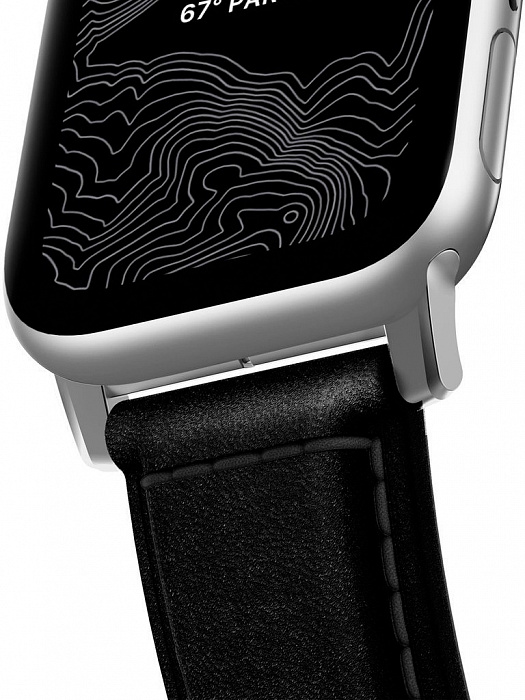 Ремешок Nomad Traditional Strap (NM1A41ST00) для Apple Watch Series SE/6/2/3/4 42/44 mm (Black/Silver) купить в интернет-магазине icover