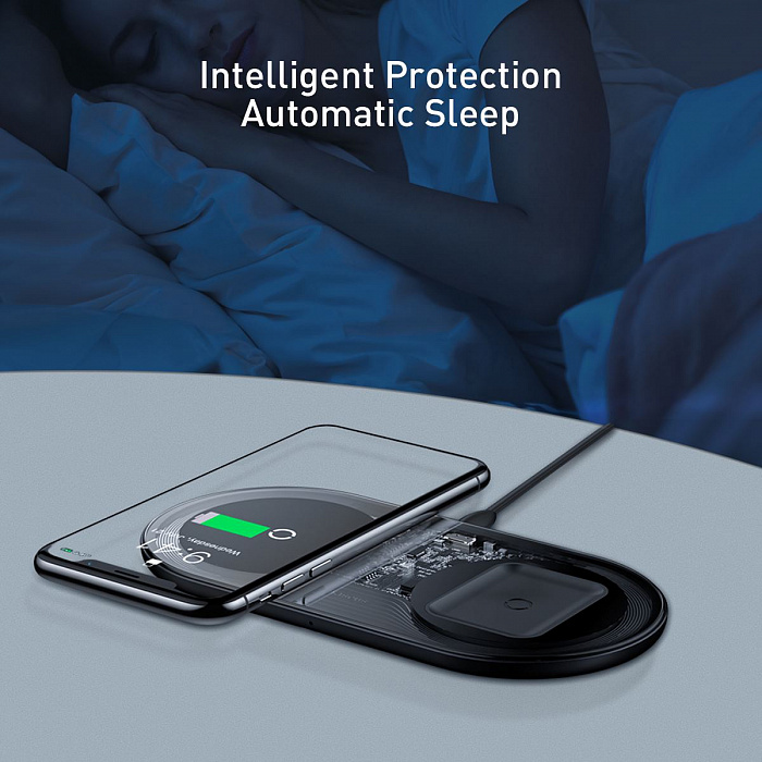 Беспроводное зарядное устройство Baseus Simple 2in1 WXJK-A01 (Clear Black) купить в интернет-магазине icover