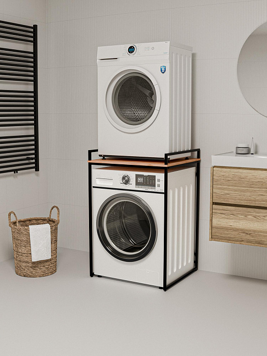 Стеллаж лофт для стиральной и сушильной машины RIDBERG CHICO (Oak/Black) купить в интернет-магазине icover