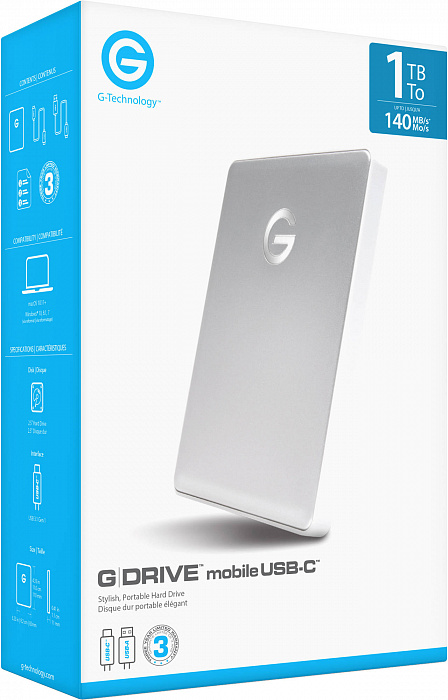 Внешний жесткий диск G-Tech G-Drive Mobile (0G10264-1) 1TB 2.5" USB-C (Silver) купить в интернет-магазине icover