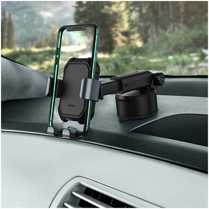 Автомобильный держатель Baseus Tank gravity car mount holder with suction base (Tarnish Black) купить в интернет-магазине icover