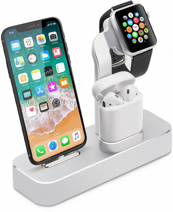 Док-станция COTEetCI Base19 (CS7201-TS) для Apple Watch/iPhone/AirPods (Silver) купить в интернет-магазине icover