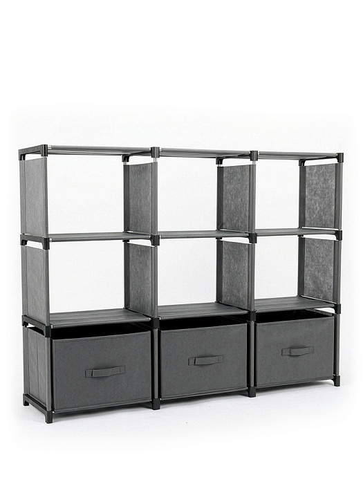 Стеллаж Ridberg 9 ячеек с коробками (Grey) купить в интернет-магазине icover