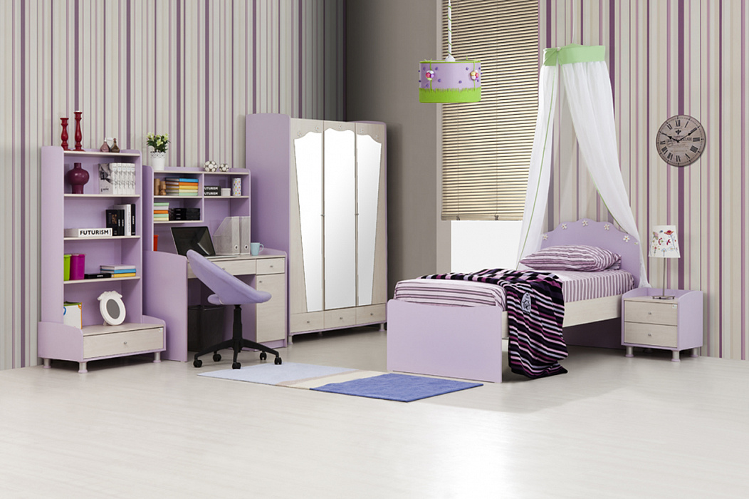 Calimera Flower FW101 - 3-х дверный шкаф с зеркалом (Beige/lilac) купить в интернет-магазине icover
