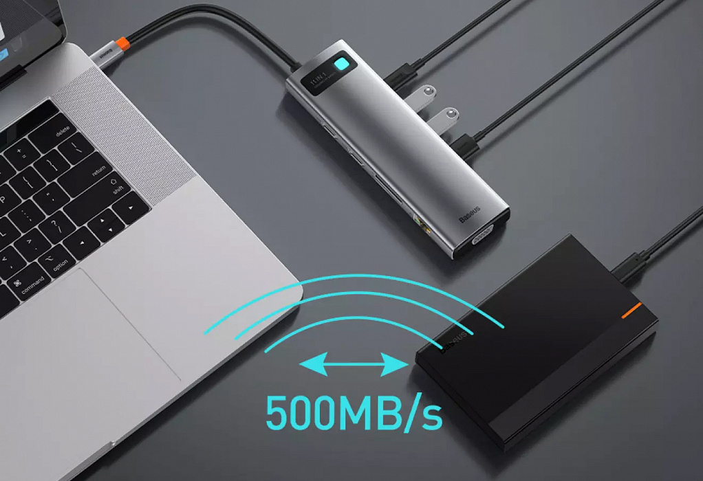 Хаб Baseus Metal Gleam Series 11-in-1 CAHUB-CT0G (Space Grey) купить в интернет-магазине icover
