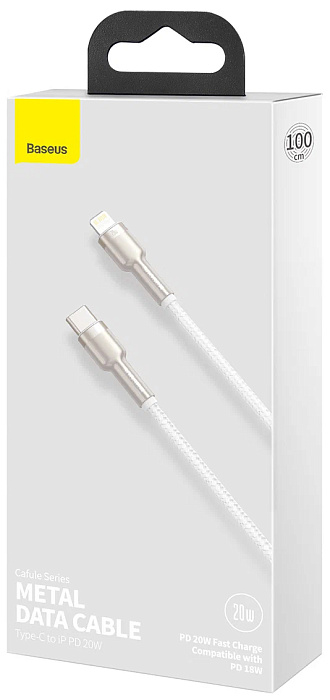 Кабель Baseus Cafule Metal (CATLJK-A02) USB-C/Lightning 1m (White) купить в интернет-магазине icover