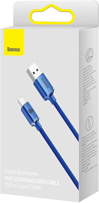 Кабель Baseus Crystal Shine (CAJY000503) USB-A/Type-C 100W 2m (Blue) купить в интернет-магазине icover