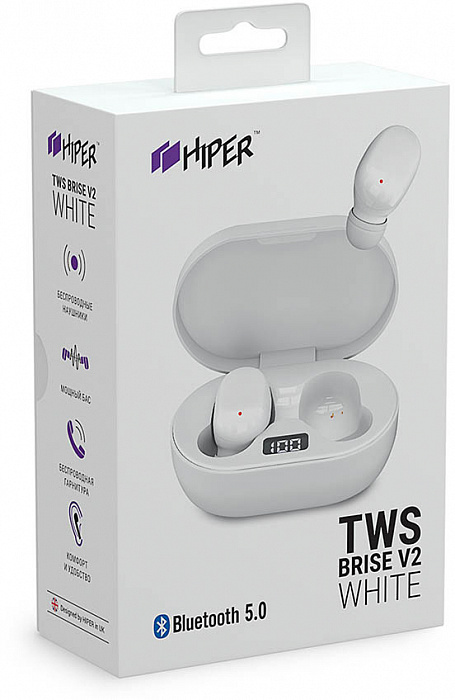 Bluetooth-наушники с микрофоном HIPER TWS Brise V2 HTW-S1 (White) купить в интернет-магазине icover