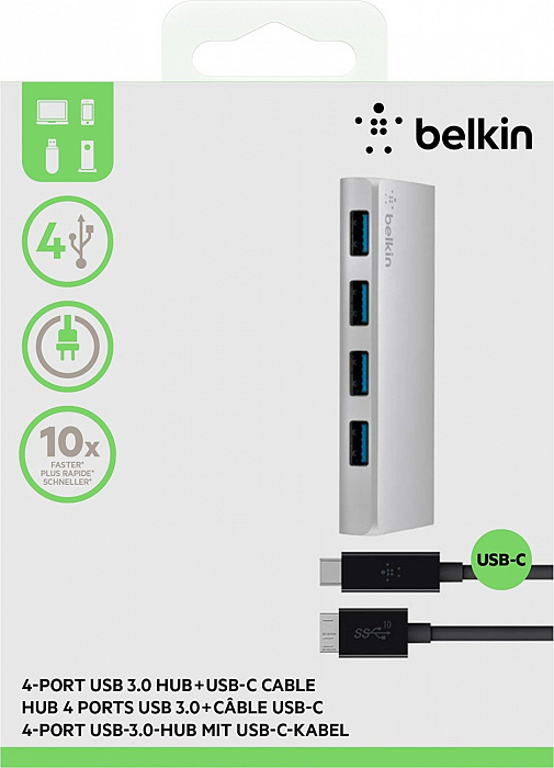 Belkin USB 3.0 4 Port Hub (F4U088VF) - USB-концентратор (Silver) купить в интернет-магазине icover