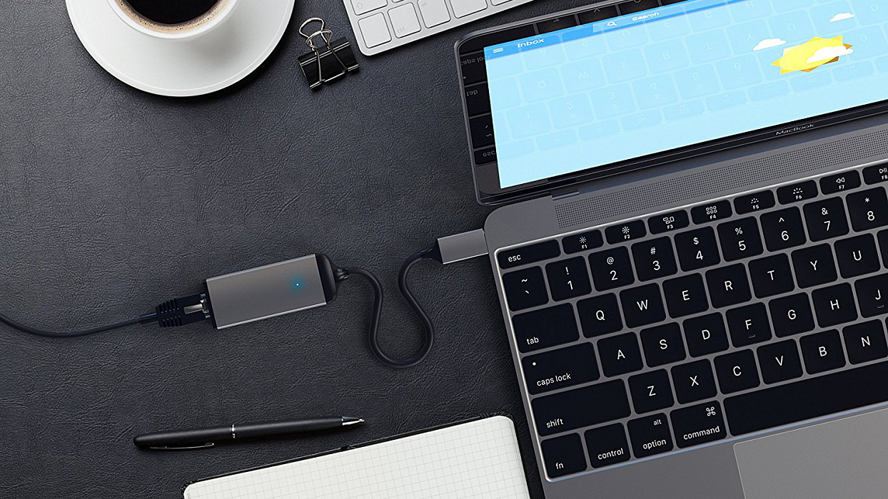 Адаптер Satechi Aluminium USB-C to Ethernet ST-TCENM (Space Gray) купить в интернет-магазине icover