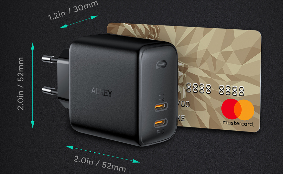 Сетевое зарядное устройство Aukey Omnia Duo PD 65W 2xUSB-C PA-B4 (Black) купить в интернет-магазине icover