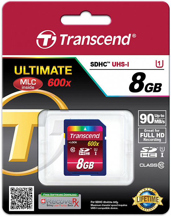 Карта памяти Transcend SDHC Ultimate Class 10 U1 UHS-I 8Gb TS8GSDHC10U1 (Red) купить в интернет-магазине icover