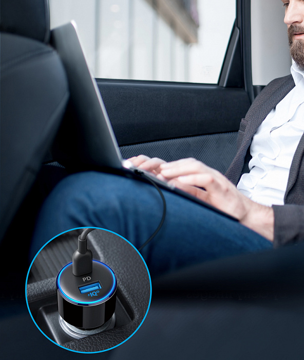 Автомобильная зарядка Anker PowerDrive 2 PD/PIQ A2229H12 (Black) купить в интернет-магазине icover