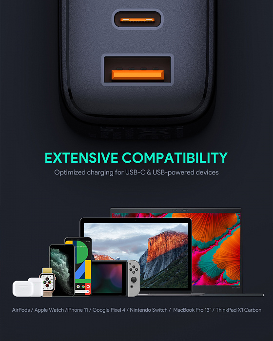 Сетевое зарядное устройство Aukey Omnia Mix PD 65W USB-A/C PA-B3 (Black) купить в интернет-магазине icover