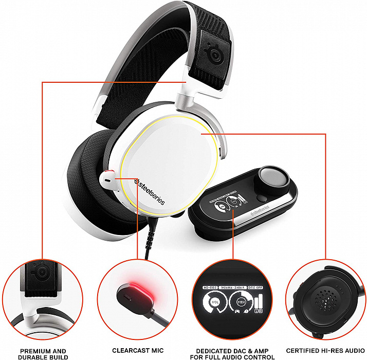 Наушники с микрофоном Steelseries Arctis Pro GameDAC (White) купить в интернет-магазине icover