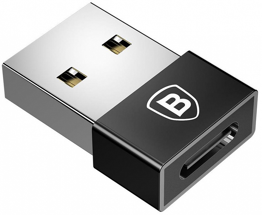 Переходник Baseus Exquisite USB Male to Type-C Female Adapter Converter CATJQ-A01 (Black) купить в интернет-магазине icover