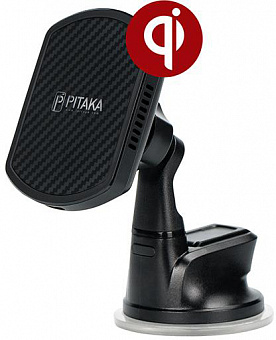 Автомобильный держатель Pitaka MagMount Qi Pro Suction USB-C (Black)