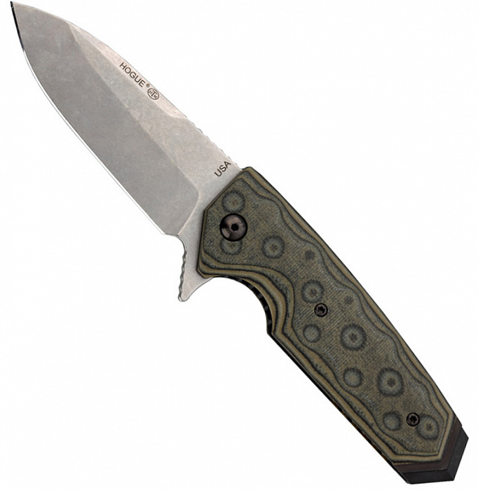 Hogue Elishewitz EX-02 Spear Point Flipper 3.75" (HG/34218TF) - складной нож (Black/Green) купить в интернет-магазине icover