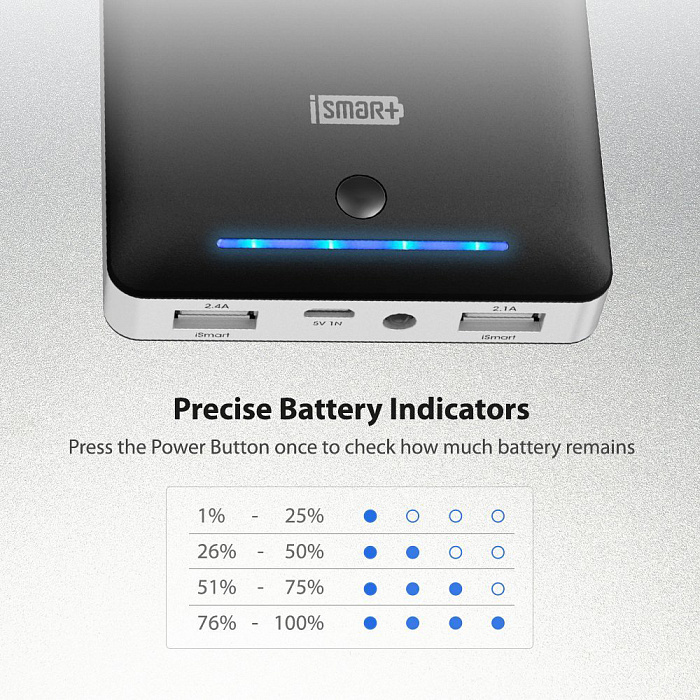 Внешний аккумулятор RAVPower Deluxe Portable Charger (RP-PB19) 16750 mAh (Black) купить в интернет-магазине icover