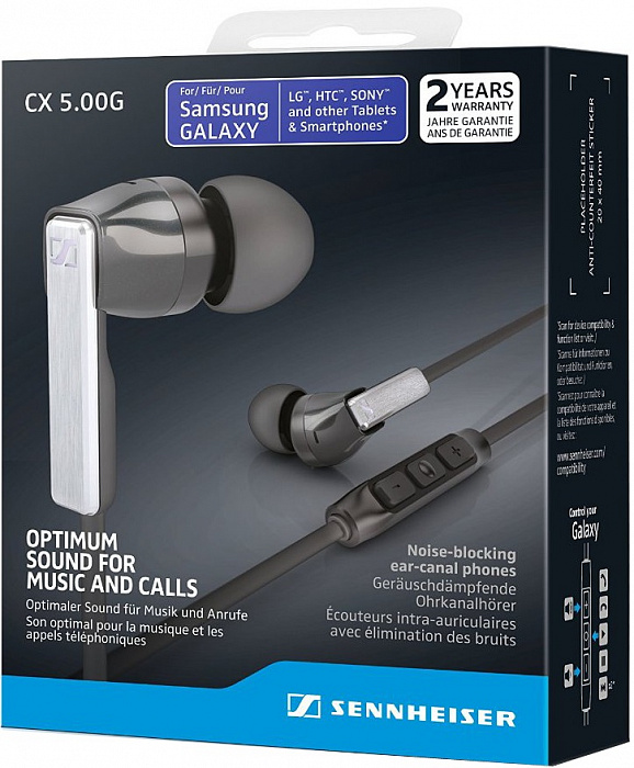 Sennheiser CX 5.00G (506234) - внутриканальные наушники с микрофоном (Black) купить в интернет-магазине icover