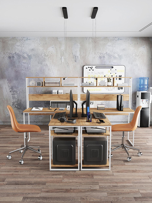 Стол компьютерный угловой лофт Ridberg ALASKA (Oak/White) купить в интернет-магазине icover