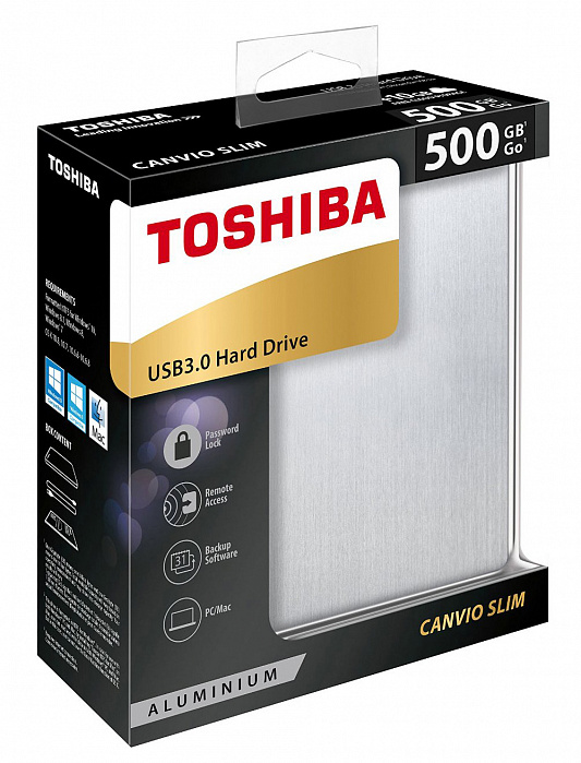Toshiba Canvio Slim 2.5" 500Gb (HDTD205ES3DA) - внешний жесткий диск (Silver) купить в интернет-магазине icover