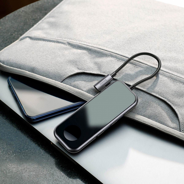USB-концентратор Baseus Mirror Series Multifunctional Wireless Charger USB-C CAHUB-AZ0G (Black) купить в интернет-магазине icover