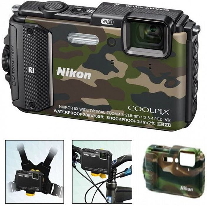 Фотоаппарат Nikon Coolpix AW130 (Camouflage) купить в интернет-магазине icover