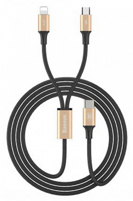 Кабель для iPod, iPhone, iPad Baseus Rapid Series 2-in-1 microUSB/Lightning 1.2 м CAMT-SUV1 (Gold/Black) купить в интернет-магазине icover