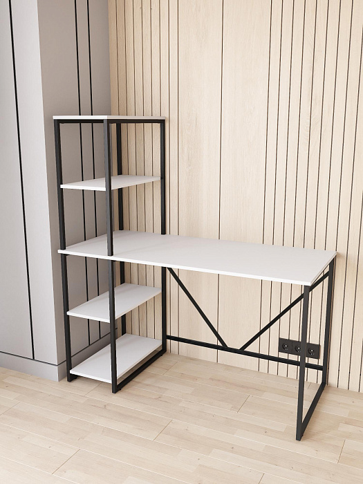 Стол-стеллаж лофт RIDBERG MEMPHIS NEW (White/Black) купить в интернет-магазине icover