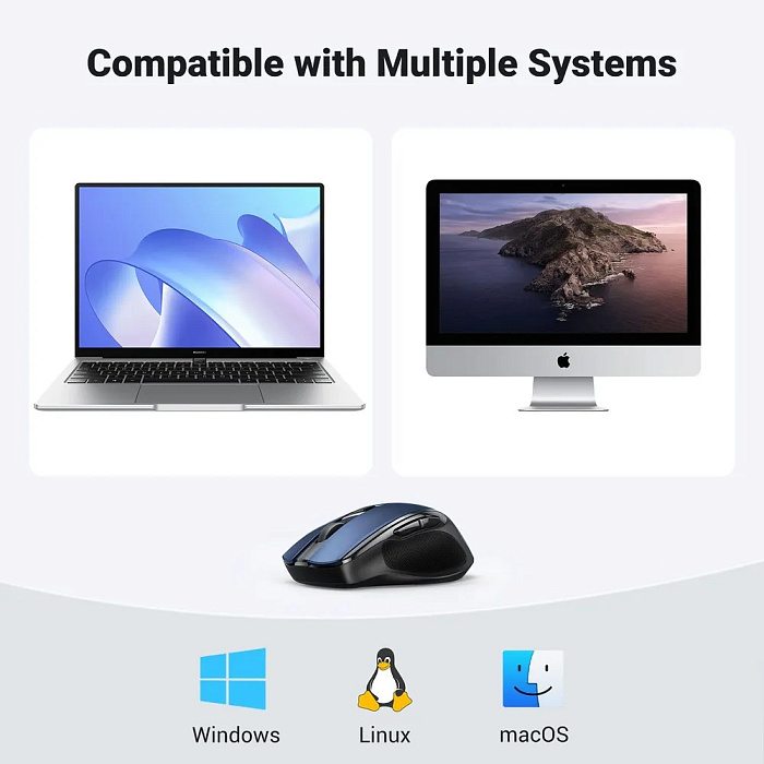 Беспроводная мышь Ugreen MU006 (15064) Ergonomic Wireless Mouse (Blue) купить в интернет-магазине icover