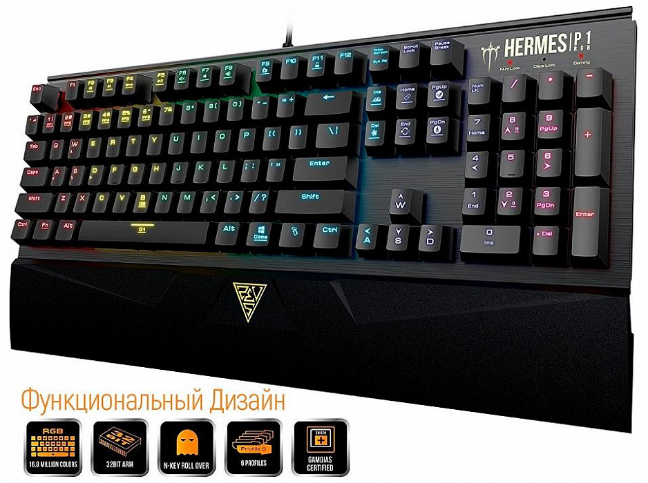 Игровая клавиатура Gamdias Hermes P1 (Black/Black Switches) купить в интернет-магазине icover
