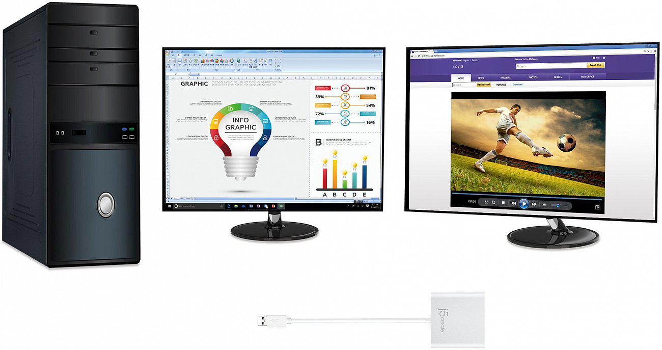 Переходник j5create Multi-Monitor Adapter (JUA365) USB 3.0 to Dual HDMI (Silver) купить в интернет-магазине icover