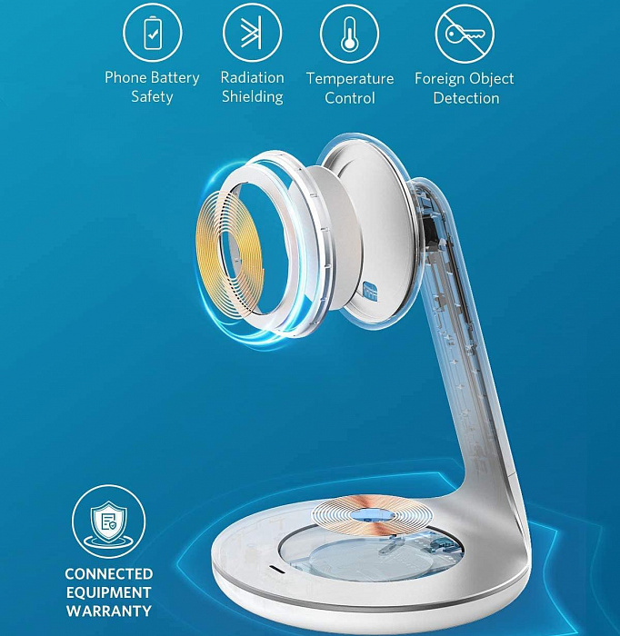 Беспроводное зарядное устройство Anker PowerWave Magnetic 2-in-1 Stand A25611Y1 (White) купить в интернет-магазине icover