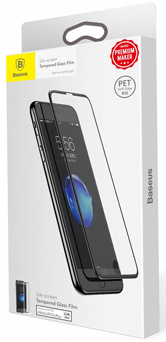Защитное стекло Baseus PET Soft Edge Tempered Glass Film (SGAPIPH7SP-ZD01) для iPhone 6/6S/7/8 Plus (Black) купить в интернет-магазине icover