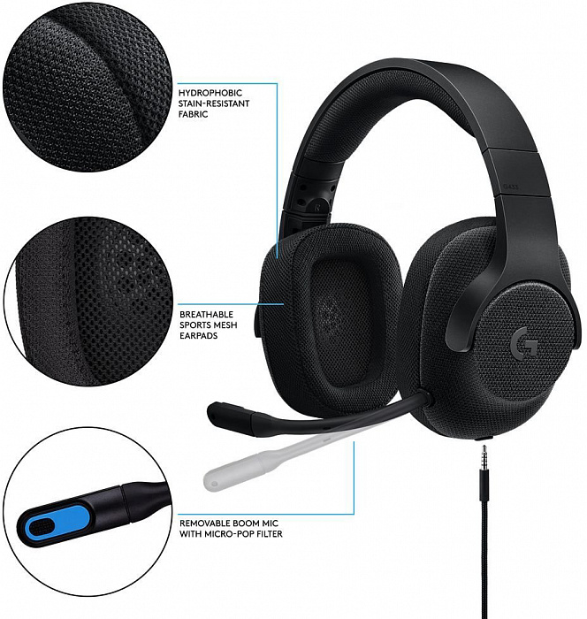 Компьютерная гарнитура Logitech G433 981-000668 (Triple Black) купить в интернет-магазине icover