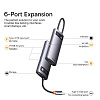 Хаб Baseus Metal Gleam (WKWG030013) 6-in-1 Multifunctional Type-C HUB Docking Station (Gray) купить в интернет-магазине icover