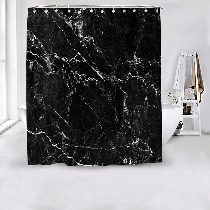 Штора для ванной комнаты Ridberg Marble 180 x 200 см (Black) купить в интернет-магазине icover