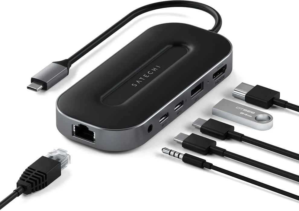USB-хаб Satechi USB4 Multiport Adapter (ST-U4MGEM) 2.5G Ethernet, 8K HDMI, USB-A, USB-C PD (Space Grey) купить в интернет-магазине icover