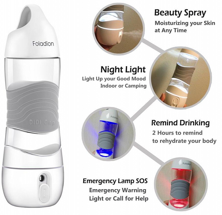 Умная бутылка Foladion Smart Sports Water Bottle (Grey) купить в интернет-магазине icover