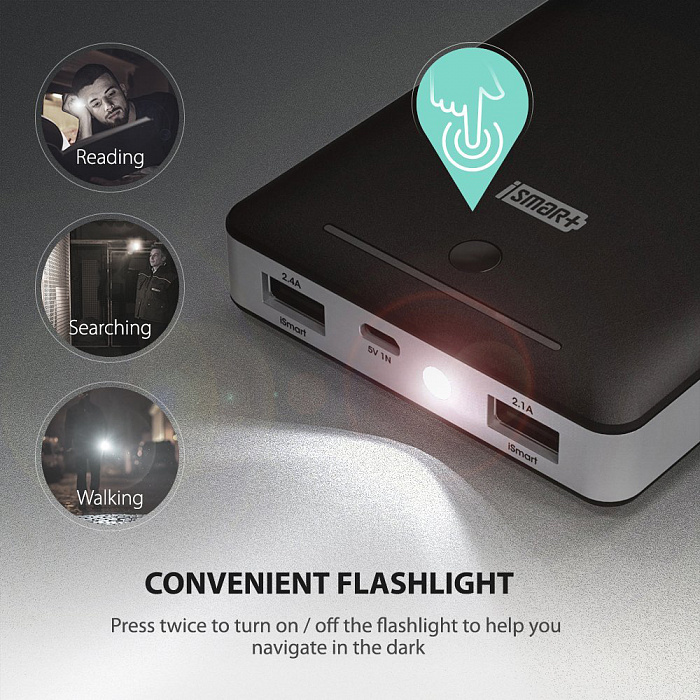 Внешний аккумулятор RAVPower Deluxe Portable Charger (RP-PB19) 16750 mAh (Black) купить в интернет-магазине icover