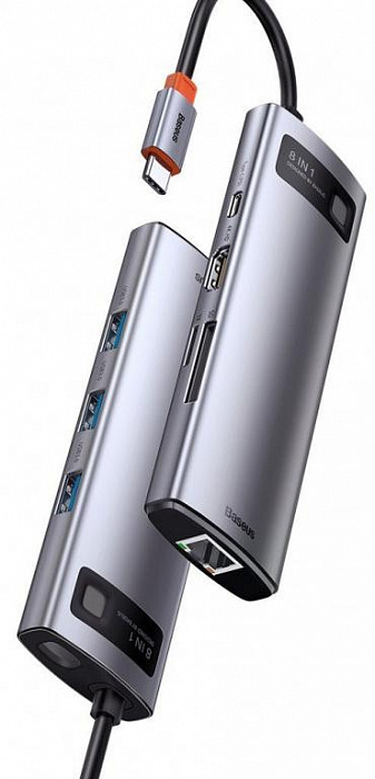 Хаб Baseus Metal Gleam Series 8-in-1 CAHUB-CV0G (Space Grey) купить в интернет-магазине icover