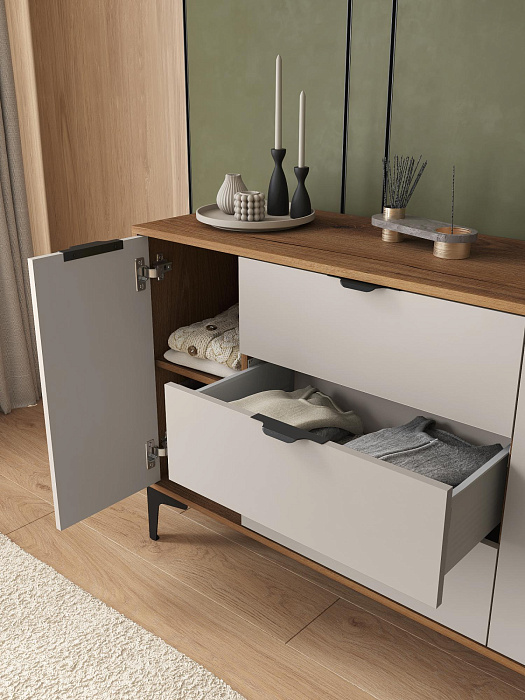 Комод Ridberg OKAYAMA 2Д/3Я (Dark Oak/Cashmire) купить в интернет-магазине icover