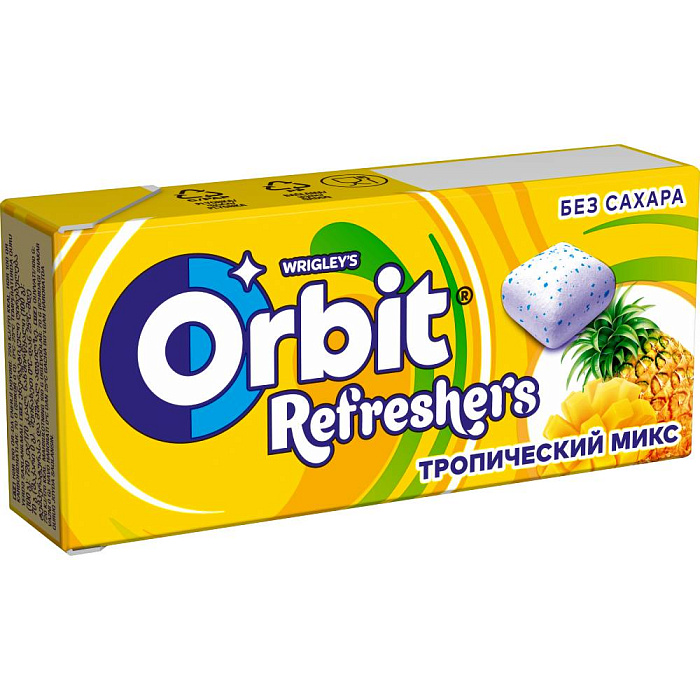 Жевательная резинка Orbit Refreshers освежающие кубики тропический вкус, без сахара, 16 г х 12 шт. купить в интернет-магазине icover