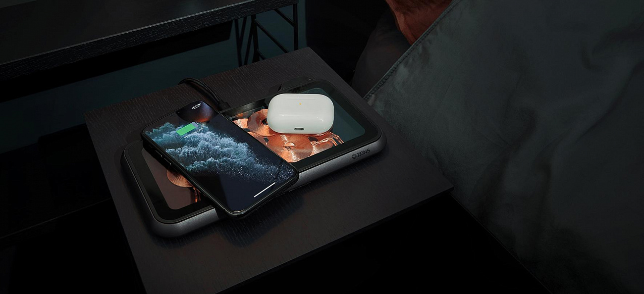 Беспроводное зарядное устройство Zens Liberty Glass Edition ZEDC09G (Black) купить в интернет-магазине icover