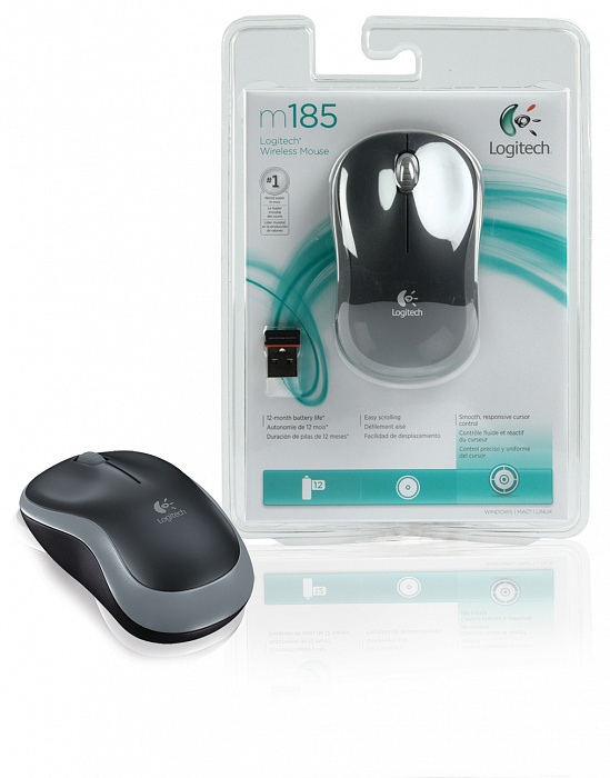 Беспроводная мышь Logitech Wireless Mouse M185 910-002238 (Swift Grey) купить в интернет-магазине icover