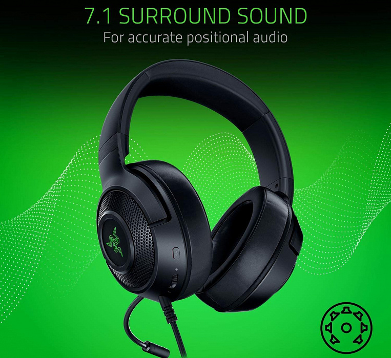 Игровая гарнитура Razer Kraken X USB RZ04-02960100-R3M1 (Black) купить в интернет-магазине icover